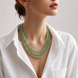 Natural Aventurine Oval Gemstone Beads Necklace with Pearls