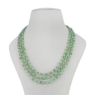 Natural Aventurine Oval Gemstone Beads Necklace with Pearls