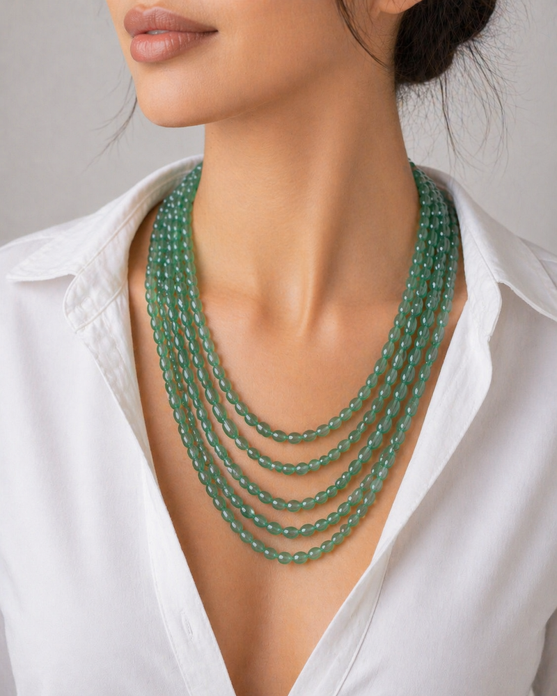 Natural Aventurine Oval Gemstone Beads necklace