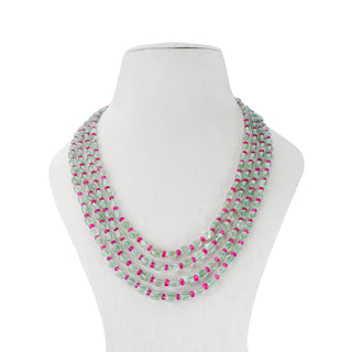 Natural Aventurine Oval Gemstone Beads necklace  with Chatam Rubies