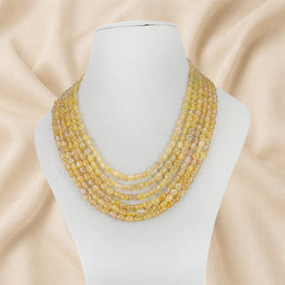 Natural Yellow Sapphire Oval Gemstone Beads necklace