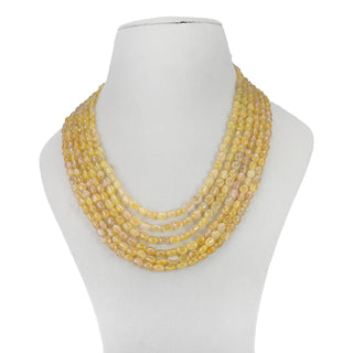 Natural Yellow Sapphire Oval Gemstone Beads necklace
