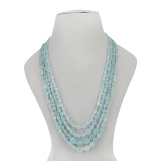 Natural Aquamarine Oval Gemstone Beads necklace