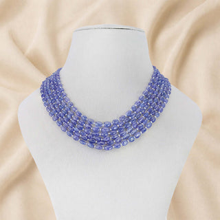 Natural Tanzanite Oval Gemstone with pearls necklace