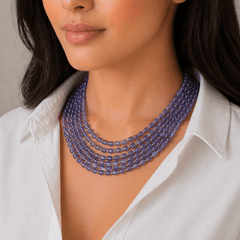 Natural Tanzanite Oval Gemstone with pearls necklace