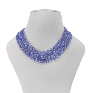 Natural Tanzanite Oval Gemstone with pearls necklace