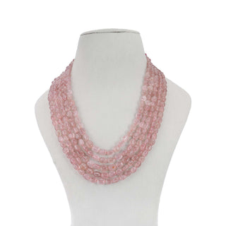 Natural Pink Strawberry Quartz Oval Gemstone Beads necklace