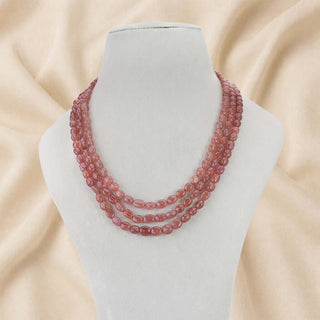 Natural Brown Strawberry Quartz Oval Gemstone Beads necklace