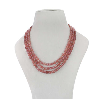 Natural Brown Strawberry Quartz Oval Gemstone Beads necklace