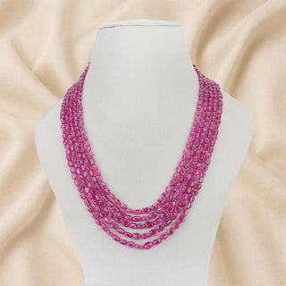 Natural Ruby Oval Gemstone Beads necklace