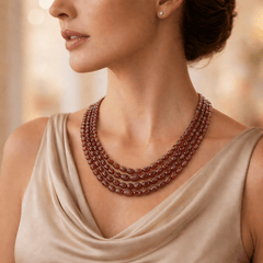 Natural Hessonite (Gomedh) Oval Gemstone Beads necklace