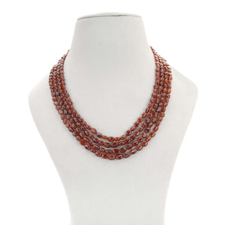 Natural Hessonite (Gomedh) Oval Gemstone Beads necklace