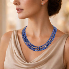Natural Blue Sapphire Oval Gemstone Beads necklace