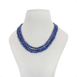 Natural Blue Sapphire Oval Gemstone Beads necklace