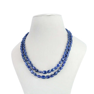 Natural Blue Sapphire Oval Faceted Gemstone Beads necklace