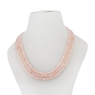 Natural Rose Quartz Pumpkin Gemstone Beads Necklace-Faded Pink