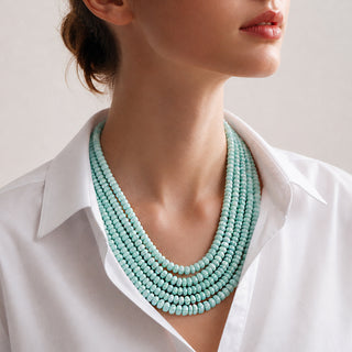 Natural Amazonite Pumpkin Gemstone Beads Necklace
