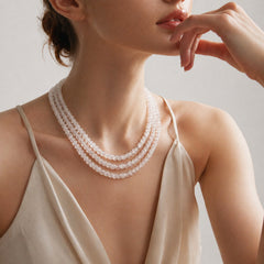 Natural Crystal Quartz Pumpkin Gemstone Beads Necklace