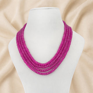 Natural Jade Gemstone Pumpkin Beads Necklace- Pink