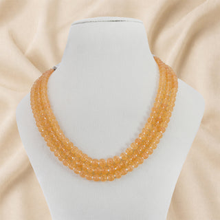 Natural Jade Pumkin Beads Necklace- Yellow