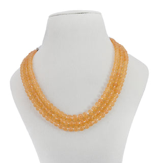 Natural Jade Pumkin Beads Necklace- Yellow