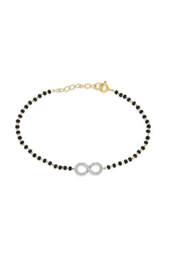Nipura 925 Sterling Silver Golden Infinity Zircon Mangalsutra-Bracelet