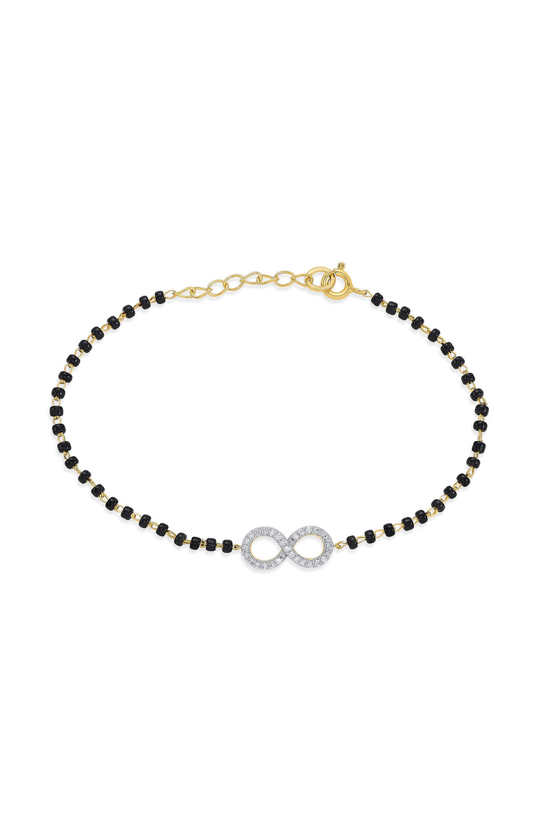 Nipura 925 Sterling Silver Golden Infinity Zircon Mangalsutra-Bracelet