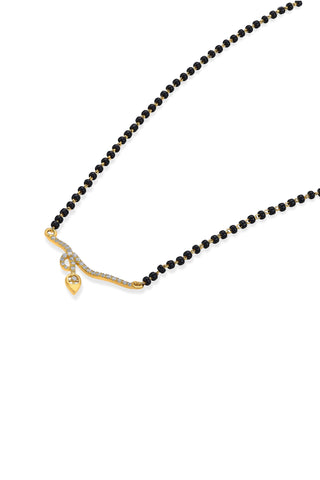 Nipura 925 Sterling Silver Golden Kiya Zircon Mangalsutra