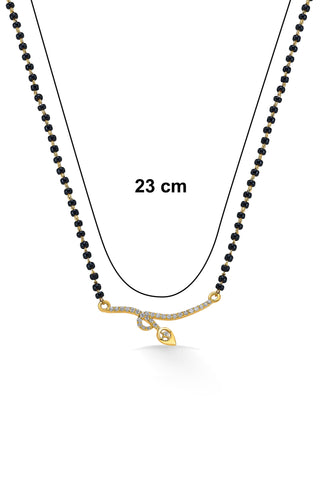 Nipura 925 Sterling Silver Golden Kiya Zircon Mangalsutra