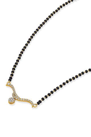 Nipura 925 Sterling Silver Golden Chavi Zircon Mangalsutra