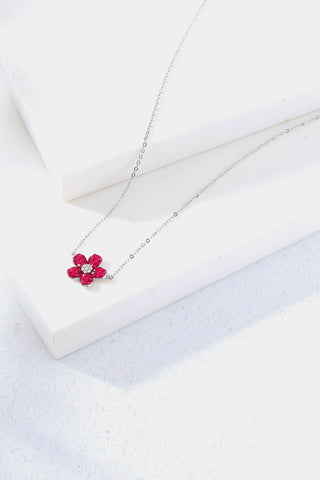 Nipura 925 Silver Pink Azalea Zircon Necklace| Sterling silver | Invisible set jewelry| 925 silver gemstone necklace for women |Fashionable modern jewelry(with chain)