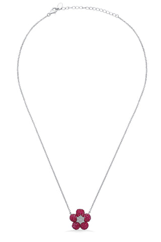 Nipura 925 Silver Pink Freesia Zircon Necklace| Sterling silver | Invisible set jewelry| 925 silver gemstone necklace for women |Fashionable modern jewelry(with chain)