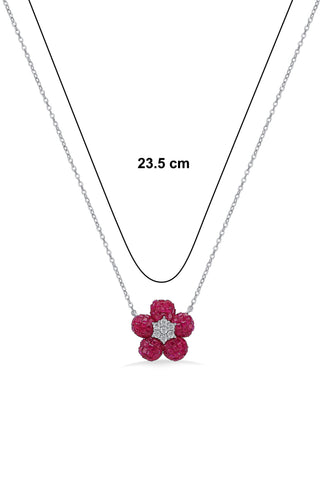 Nipura 925 Silver Pink Freesia Zircon Necklace| Sterling silver | Invisible set jewelry| 925 silver gemstone necklace for women |Fashionable modern jewelry(with chain)