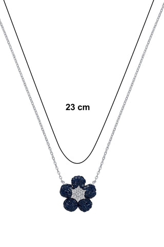 Nipura 925 Silver Blue Freesia Zircon Necklace| Sterling silver | Invisible set jewelry| 925 silver gemstone necklace for women |Fashionable modern jewelry(with chain)