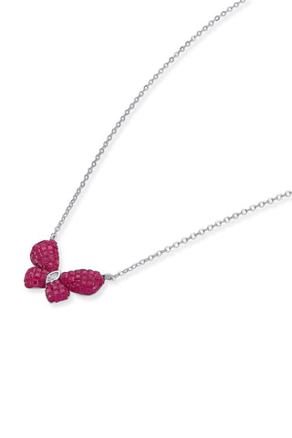 Nipura 925 Sterling Silver Pink Haruki Zircon Necklace with Chain