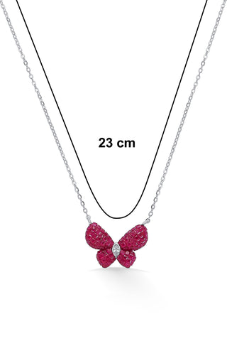 Nipura 925 Sterling Silver Pink Haruki Zircon Necklace with Chain