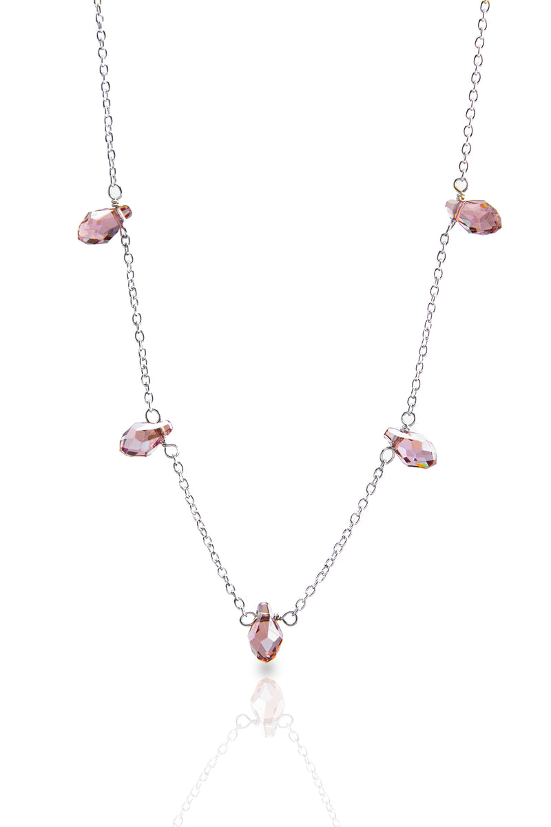 Nipura Silver Rose Austrian Crystal Necklace