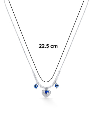 Nipura 925 Sterling Silver Evil-eye Heart String Necklace