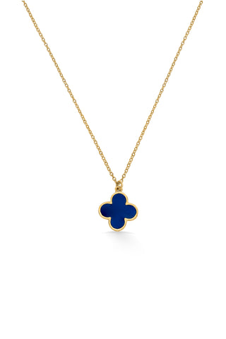 Nipura 925 Sterling Silver Blue Clover Necklace- Golden(with chain)