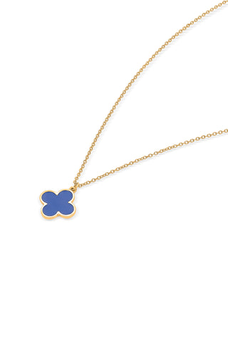 Nipura 925 Sterling Silver Blue Clover Necklace- Golden(with chain)