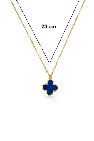 Nipura 925 Sterling Silver Blue Clover Necklace- Golden(with chain)