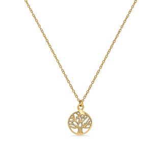 Nipura 925 Sterling Silver Wise Tree Necklace- Golden(with chain)