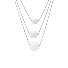 925 Sterling Silver Layered Pearl Necklace