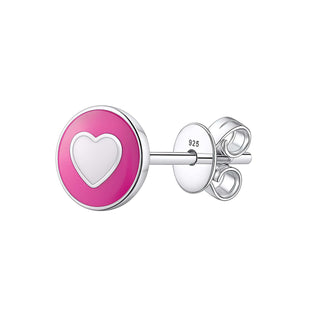 Heart Silver Enamel Pendant & Stud Earrings Set – Pink Enamel Love Collection