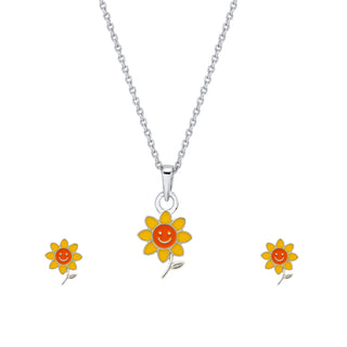 Sunflower Silver Pendant set with Chain| Kids and Teen