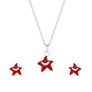 Red Star Silver Pendant Set with Chain| Kids and Teen