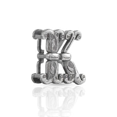 K Initial 925 Sterling Silver Pendant without Chain