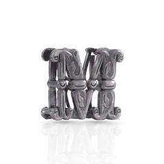 M Initial 925 Sterling Silver Pendant without Chain