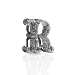 R Initial 925 Sterling Silver Pendant without Chain