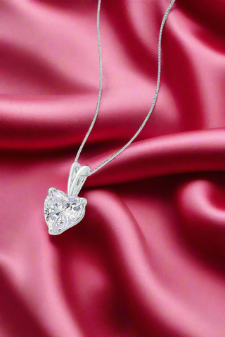 Nipura 925 Sterling Silver Zircon Heart Classic Pendant Earrings Set